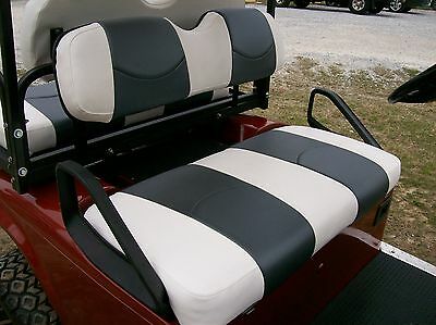 Custom Golf Cart Front Seat Replacement & Covers Set (White/Gray Carbon  Fiber)