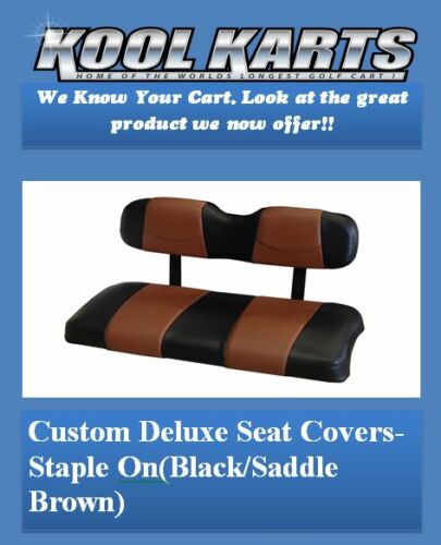 Custom Golf Cart Front Seat Replacement & Custom Seat Covers Set (Black CF)