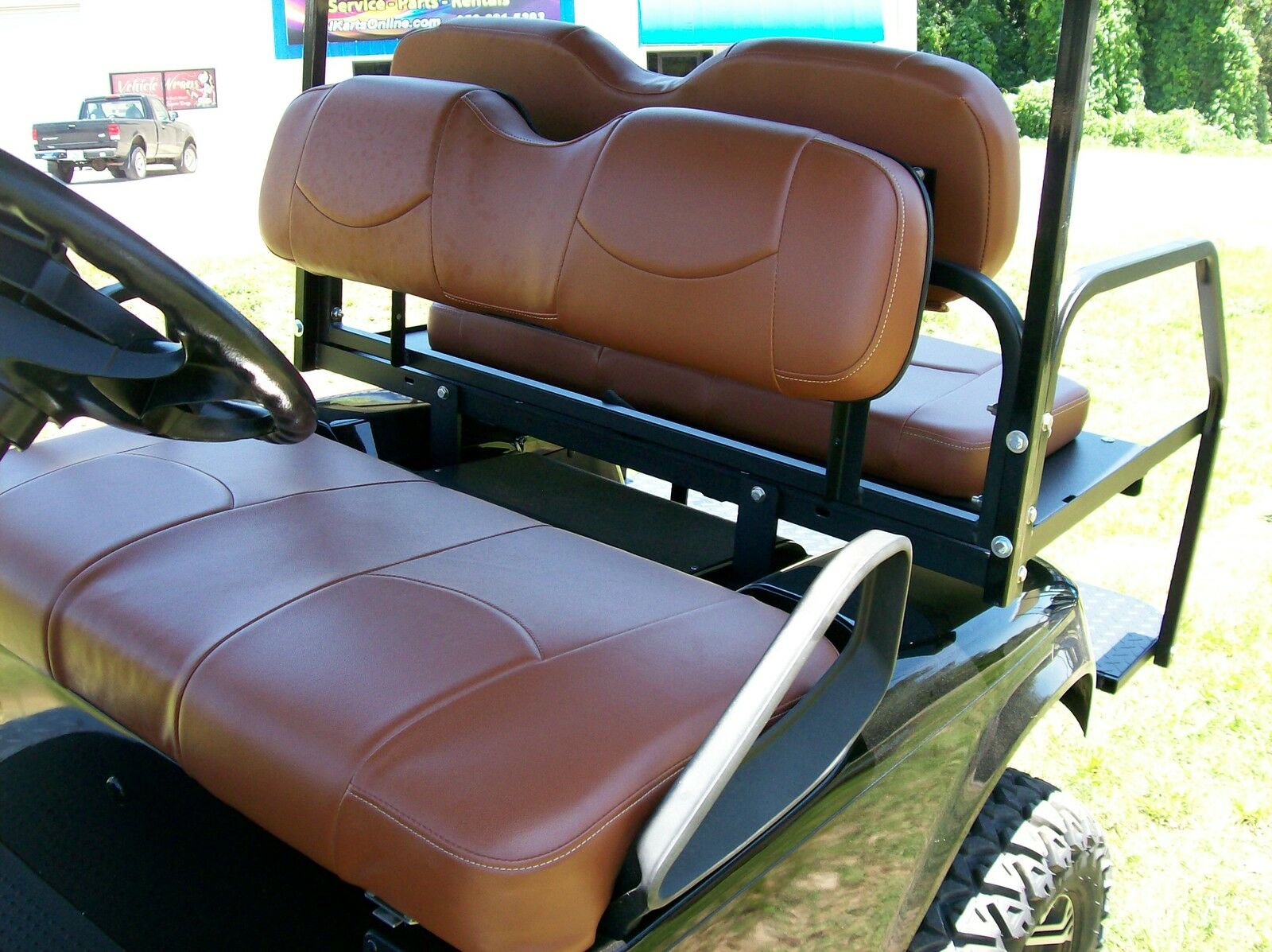 Custom Golf Cart Front Seat Replacement and Covers Set(Saddle Brown)